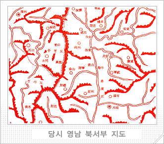 당시 영남 북서부 지도. 정읍갑오동학농민혁명 지도
